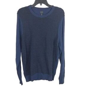 14th & Union Sweater Crewneck Mens Medium Blue Striped Cotton Pullover